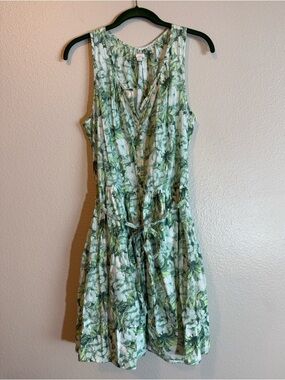 GAP Floral Button Front Fit & Flare Dress 12 Green White Garden Party Feminine